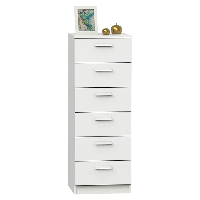 Muebles Pitarch Cómoda Tibet - L x An x Al: 40 x 40 x 110 cm, Blanco, Número de cajones: 6 ud. - Vista angular
