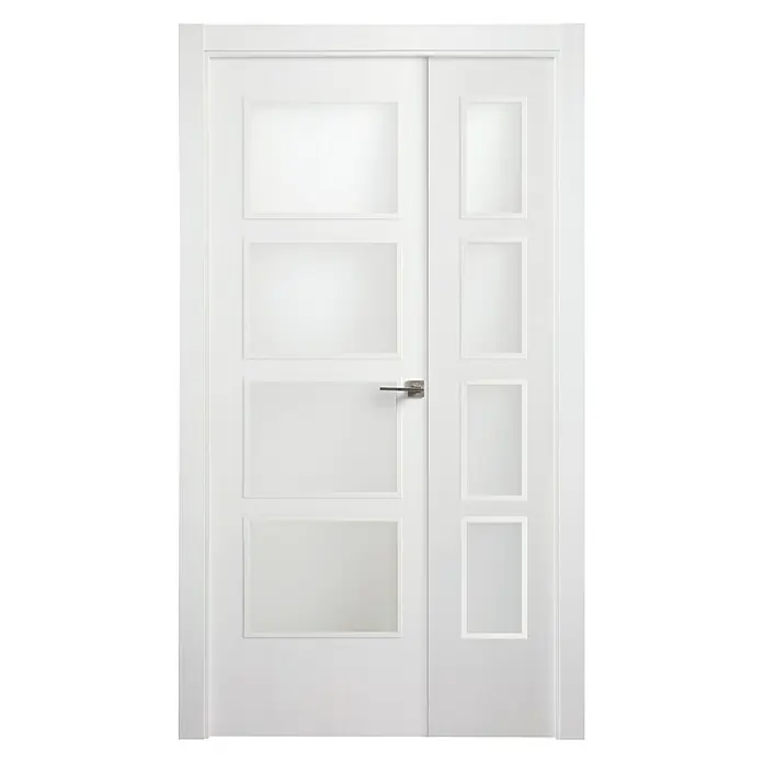 Puerta de doble hoja 1/2 Essen - 125 x 203 cm, Apertura según normativa: Izquierda, Blanco lacado, Macizo