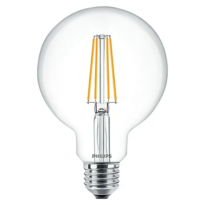 Philips Bombilla LED Globo - 7 W, E27, Color de luz: Blanco cálido, Redonda - Vista frontal