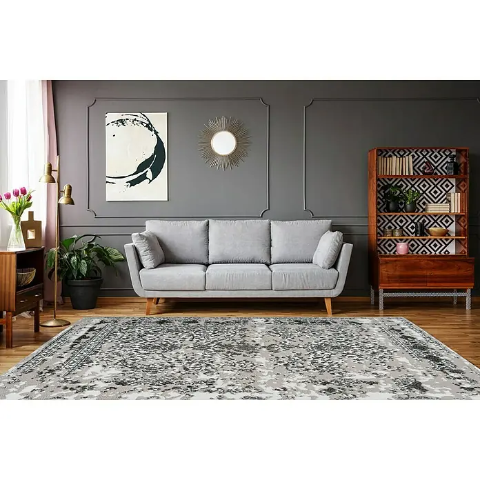 Kayoom Kurzflorteppich Broadway - Grau, 150 x 80 cm, 100 % Polypropylen - Stimmungsaufnahme