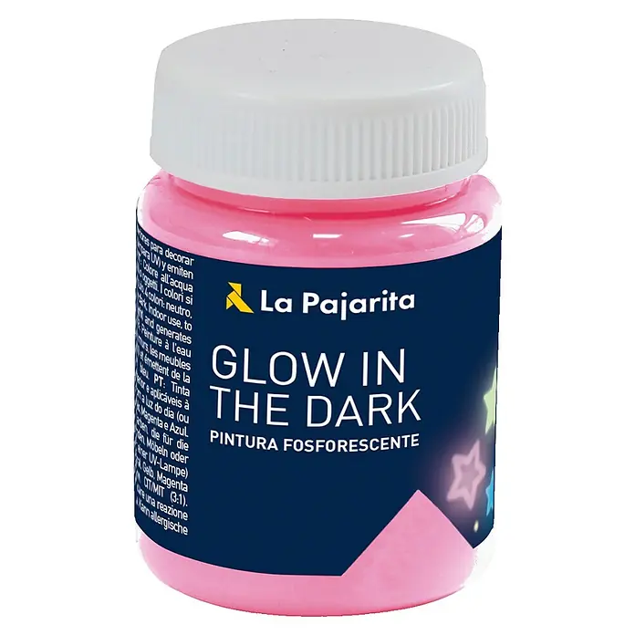 La Pajarita Pintura Fosforescente - Rosa, 75 ml, Brillante - Vista frontal