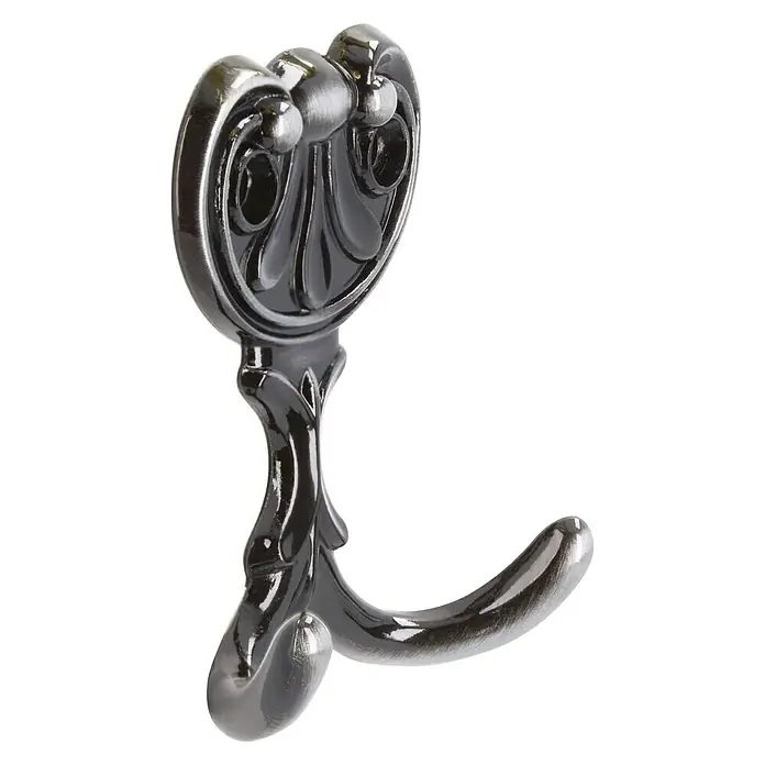 Siro Garderobenhaken - L x B x H: 56 x 66 x 20 mm, Anzahl Haken: 1 Stk., Eisen antik - Diagonale Ansicht