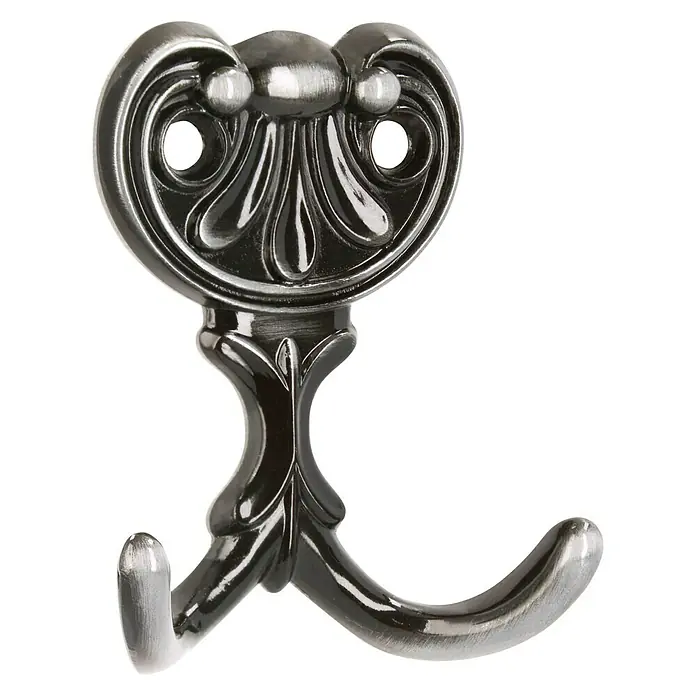 Siro Garderobenhaken - L x B x H: 56 x 66 x 20 mm, Anzahl Haken: 1 Stk., Eisen antik - Diagonale Ansicht
