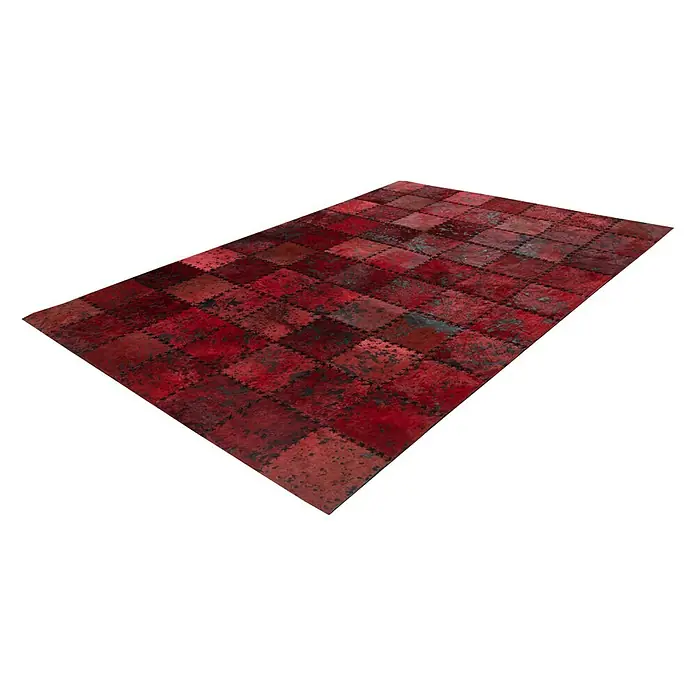 Kayoom Echtlederteppich Viola - Rot, 170 x 120 cm, 100 % Echtleder - Rechte Seitenansicht