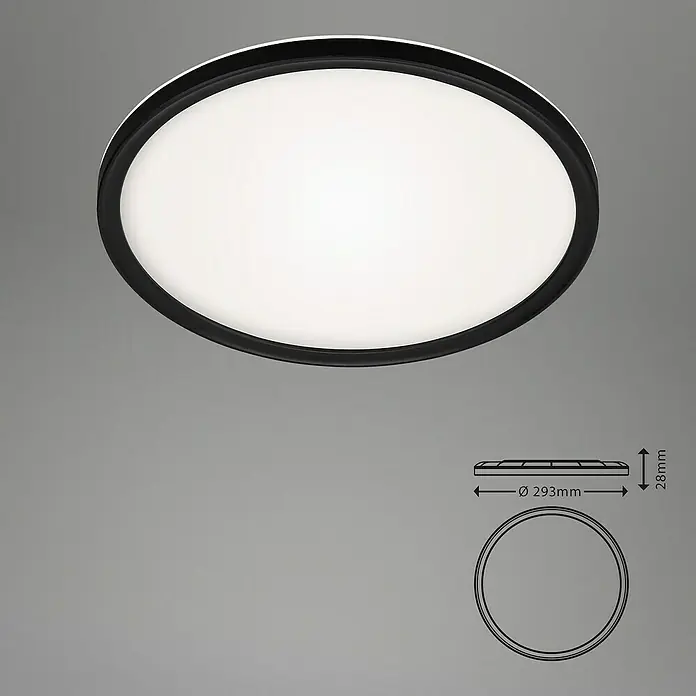 Briloner Led-plafondlamp Slim - 293 x 28 mm, Zwart - Informatieweergave