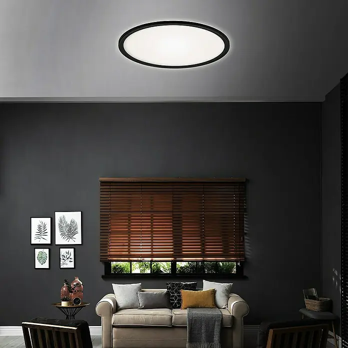 Briloner Led-plafondlamp Slim - 293 x 28 mm, Zwart - Sfeeropname