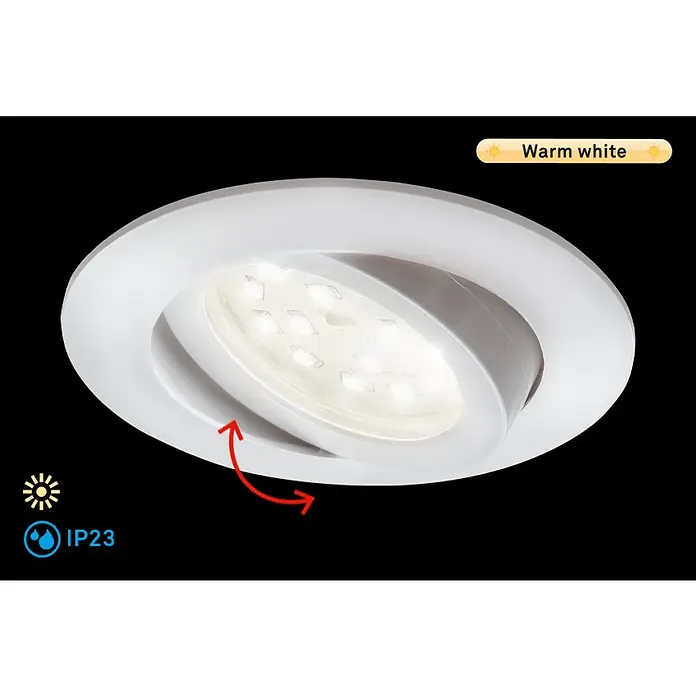 Briloner Led-inbouwspot Attach Move - Warm wit, Ø x h: 68 x 28 mm, Wit - Informatieweergave