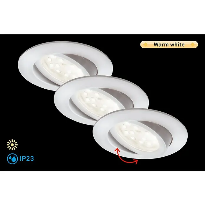 Briloner Led-inbouwspot Attach Move - Warm wit, Ø x h: 68 x 28 mm, Wit - Informatieweergave