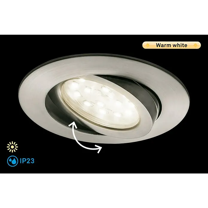 Briloner Led-inbouwspot Attach Move - Warm wit, Ø x h: 68 x 28 mm, Mat nikkel - Informatieweergave