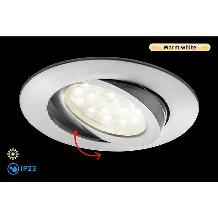 Briloner Led-inbouwspot Attach Move - 5 W, Warm wit, Diameter: 68 mm, Aluminium - Informatieweergave
