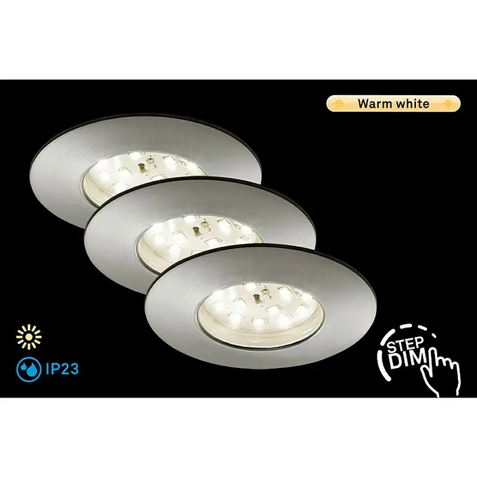 Briloner Led-inbouwspot Attach - Ø x h: 60 x 28 mm, Mat nikkel, Warm wit - Informatieweergave