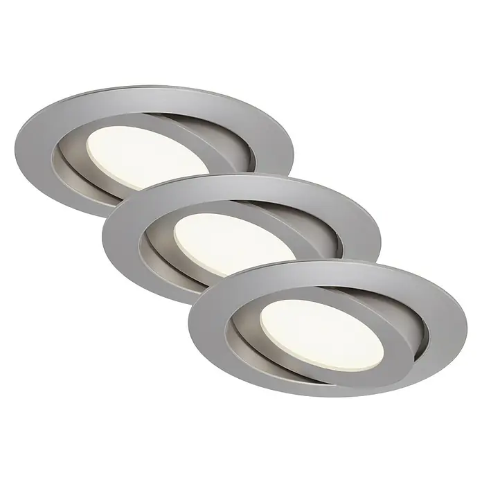 Briloner Led-inbouwspot Flat Move - Mat nikkel, Diameter: 90 mm - Zicht van beneden