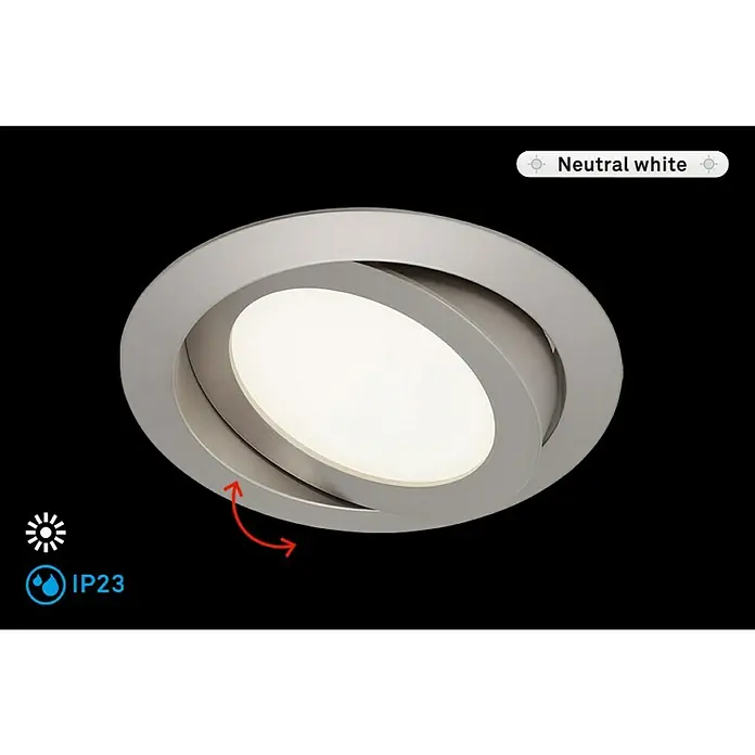 Briloner Led-inbouwspot Flat Move - Diameter: 120 mm, Mat nikkel - Informatieweergave
