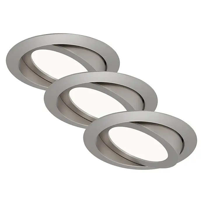 Briloner Led-inbouwspot Flat Move - Mat nikkel, Diameter: 120 mm - Diagonaal zicht
