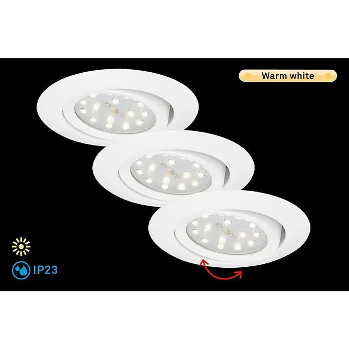 Briloner Led-inbouwspot Attach - Ø x h: 68 x 30 mm, Wit, Warm wit - Informatieweergave