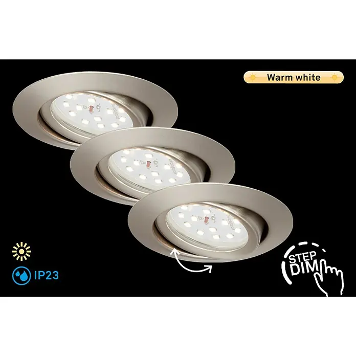 Briloner Led-inbouwspot Attach - Ø x h: 68 x 30 mm, Mat nikkel, Warm wit - Informatieweergave