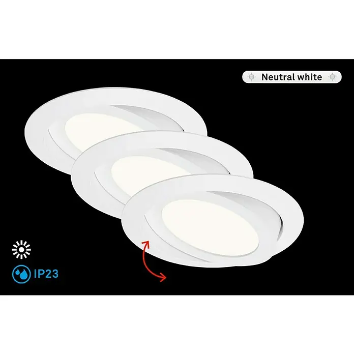 Briloner Led-inbouwspot Flat Move - Wit, Diameter: 120 mm - Informatieweergave