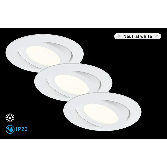 Briloner Led-inbouwspot Flat Move - Wit, Diameter: 90 mm - Informatieweergave