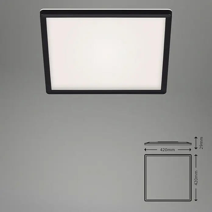 Briloner Led-plafondlamp Slim - 420 x 420 x 29 mm, Zwart - Informatieweergave
