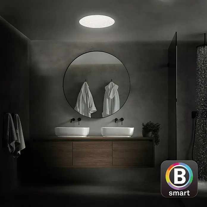 Briloner Smart led-plafondlamp, rond Barny S - Ø x h: 300 x 100 mm - Sfeeropname