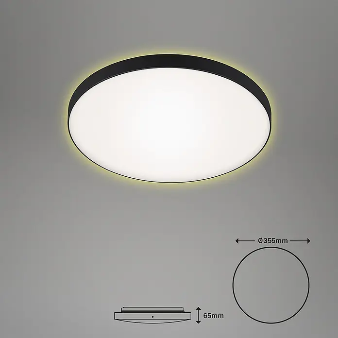 Briloner Led-plafondlamp Flet - Zwart, 355 x 65 mm - Informatieweergave