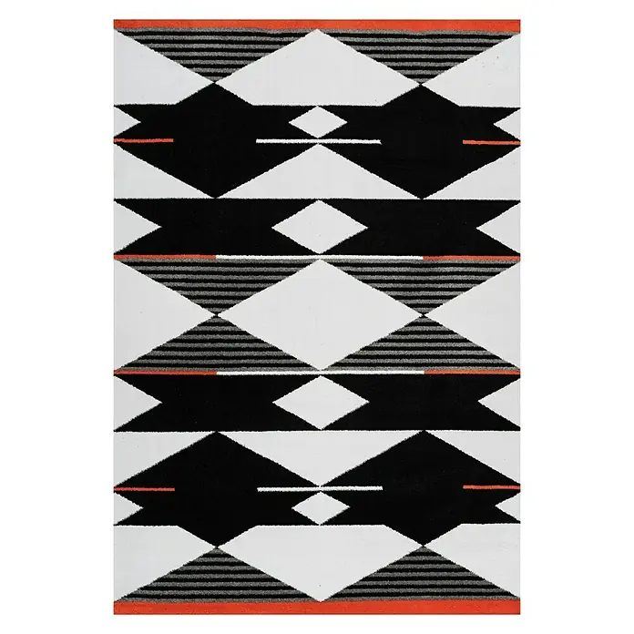 Kayoom Kurzflorteppich Broadway - Weiß/Schwarz, 170 x 120 cm, 100 % Polypropylen - Ansicht von oben