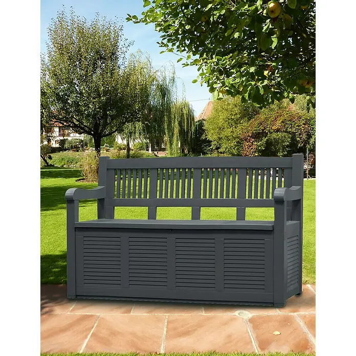Jelenia Plast Gartenbank Salzburg - L x B x H: 130 x 60 x 85 cm, Kunststoff, Anthrazit - Stimmungsaufnahme