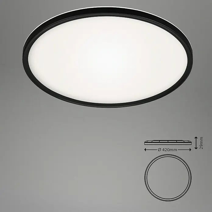 Briloner Led-plafondlamp Slim - 420 x 29 mm, Zwart - Informatieweergave