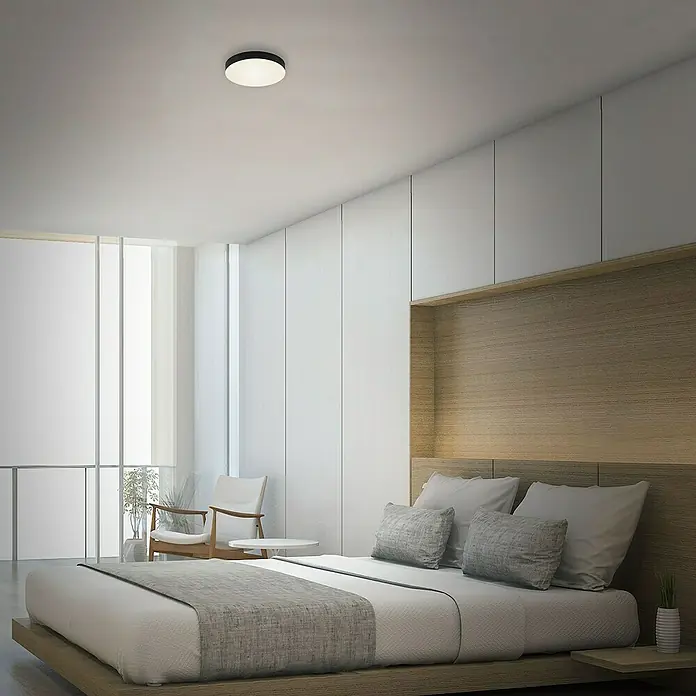 Briloner Led-plafondlamp Flame - Zwart, Ø x h: 157 x 36 mm - Sfeeropname