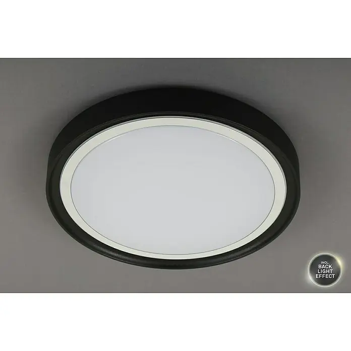 Briloner Led-plafondlamp Kahiko - Zwart, Warm wit, Ø x h: 334 x 50 mm - Informatieweergave