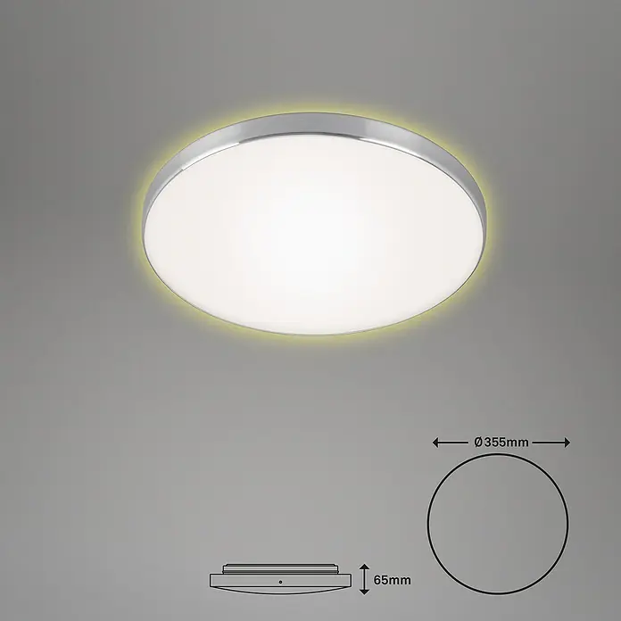 Briloner Led-plafondlamp Flet - Chroom, 355 x 65 mm - Informatieweergave