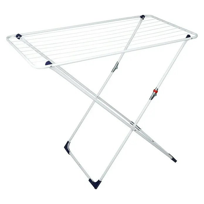 Stalak za sušenje rublja 4u1 - D x Š x V: 168 x 54 x 98 cm, Bijele boje - Dijagonalni pogled