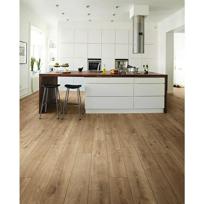 LOGOCLIC Aquaprotect Laminado Roble Hillside - 1.285 x 192 x 8 mm, AC4, Aqua Protect: Sí, Junta: Junta V4 - Foto ambiente