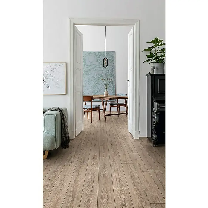 LOGOCLIC Aquaprotect Laminado Roble Mushroom Carpenter - 1.285 x 192 x 8 mm, AC5, Aqua Protect: Sí, Junta: Junta V4 - Foto ambiente