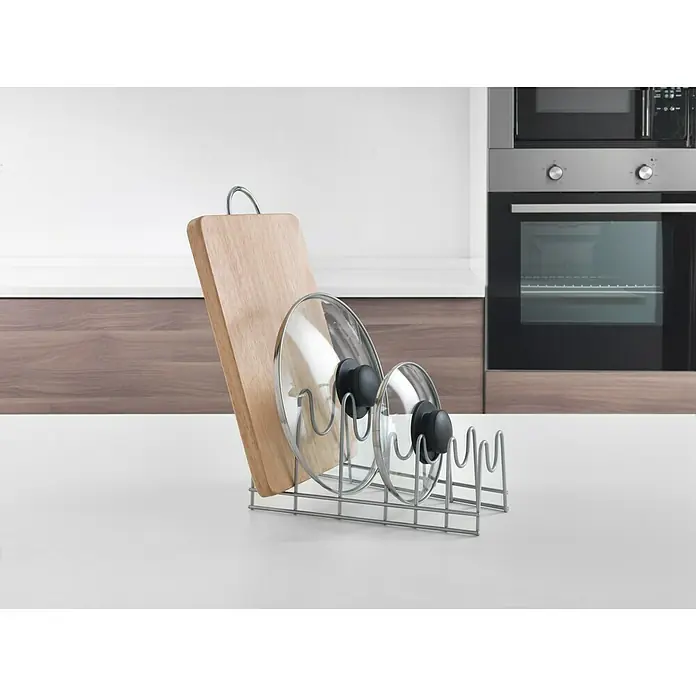 Metaltex Deckelhalter Lido - Geeignet für: 6 Topfdeckel, L x B x H: 28 x 16 x 14 cm - Anwendungsbeispiel