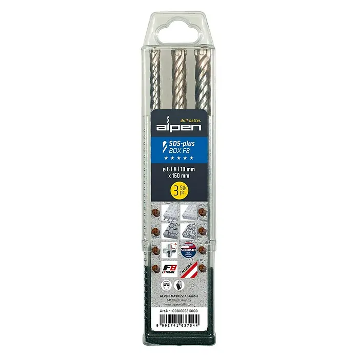 Alpen SDS-Plus Hammerbohrer-Set F8 - 3 Stk., 6 mm - 10 mm