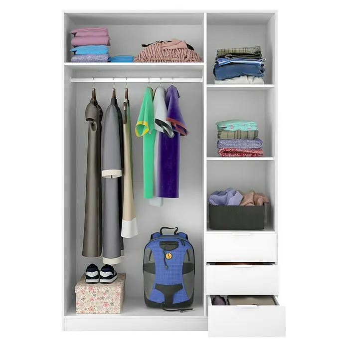 Armario para ropa Basic - L x An x Al: 52 x 121 x 180 cm, Blanco - Vista frontal