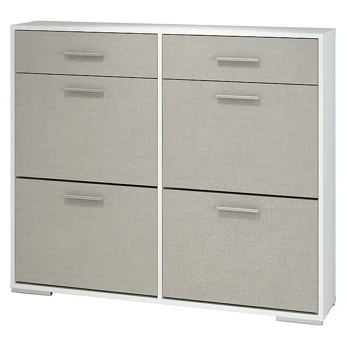 Zapatero Lino - L x An x Al: 27 x 116,8 x 99,7 cm, Blanco, Natural - Vista angular