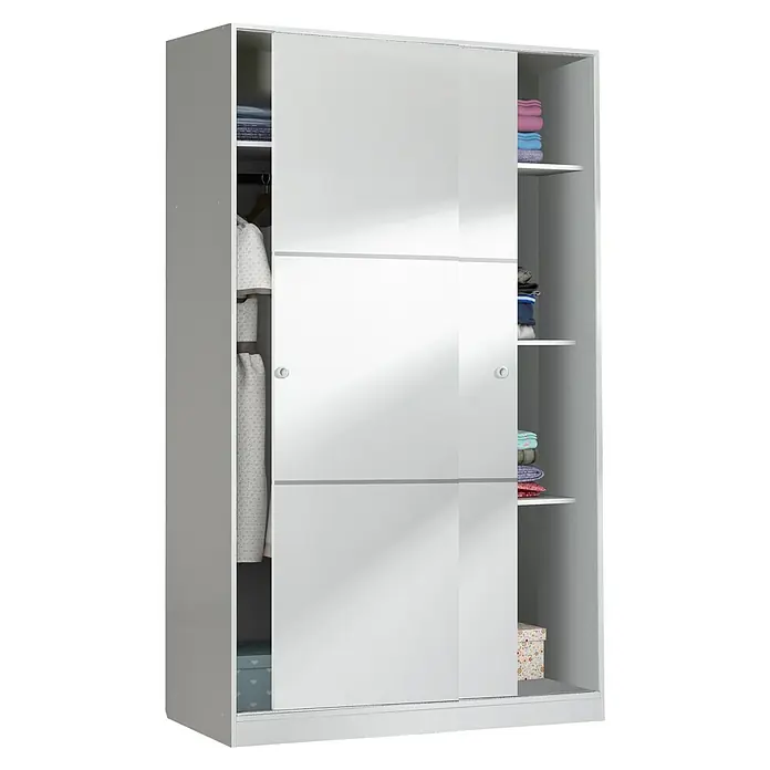 Armario para ropa con puertas correderas Ward - L x An x Al: 50 x 120 x 200 cm, Blanco - Vista angular