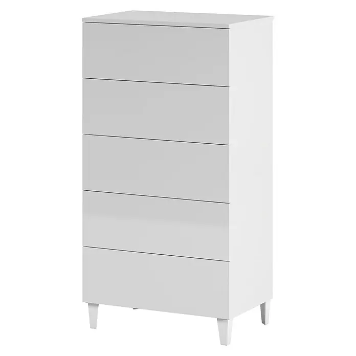 Cómoda Loft - L x An x Al: 40 x 61 x 117 cm, Blanco, Número de cajones: 5 ud. - Vista angular