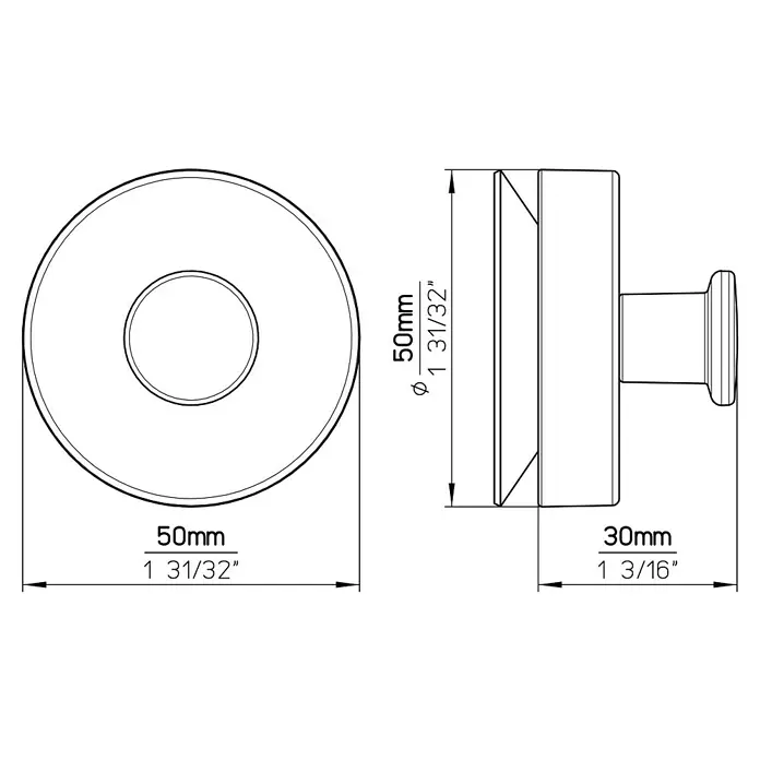 Siro Garderobenhaken - L x B x H: 50 x 50 x 30 mm, Anzahl Haken: 1 Stk., Bronze - Skizze