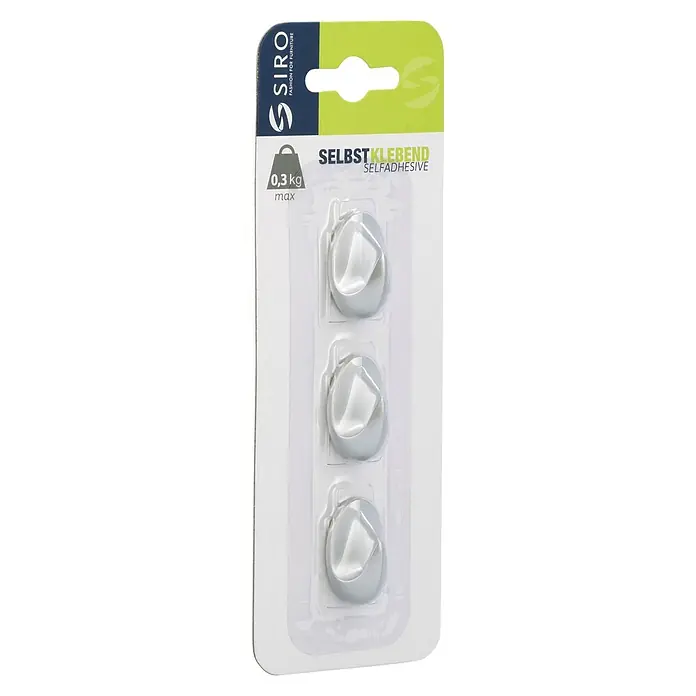Siro Handtuchhaken - Inhalt: 3 Stk., L x B x H: 18 x 29 x 14 mm, Anzahl Haken: 1 Stk. - Diagonale Ansicht