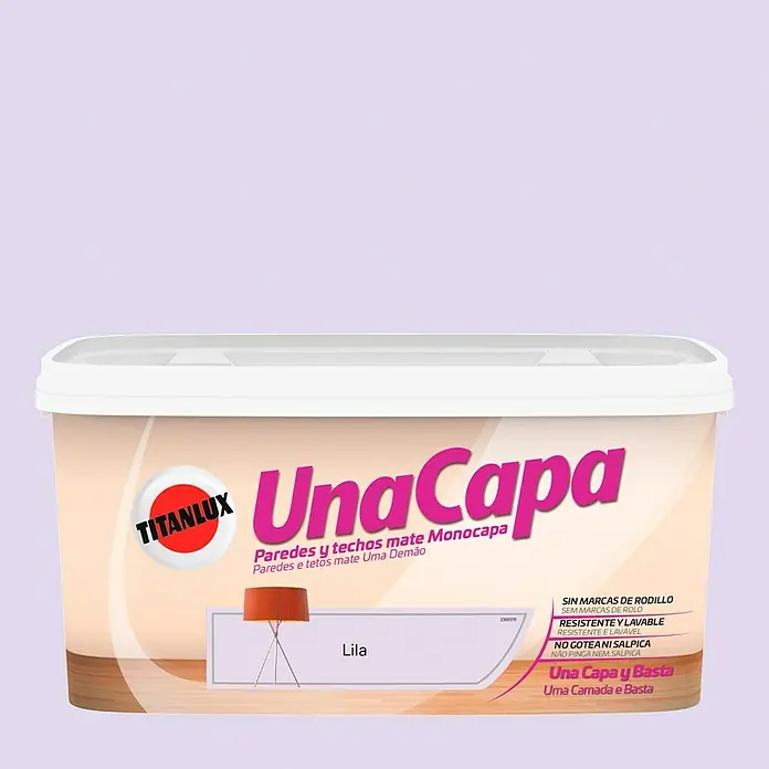 Titanlux Una Capa Pintura para paredes - Lila, 4 l, Mate