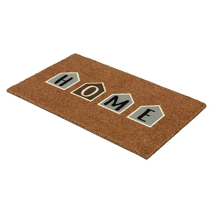 Astra Coco Design Kokosfußmatte - Home, Kokosbraun/Schwarz/Weiß, 75 x 45 cm, 100 % Kokos