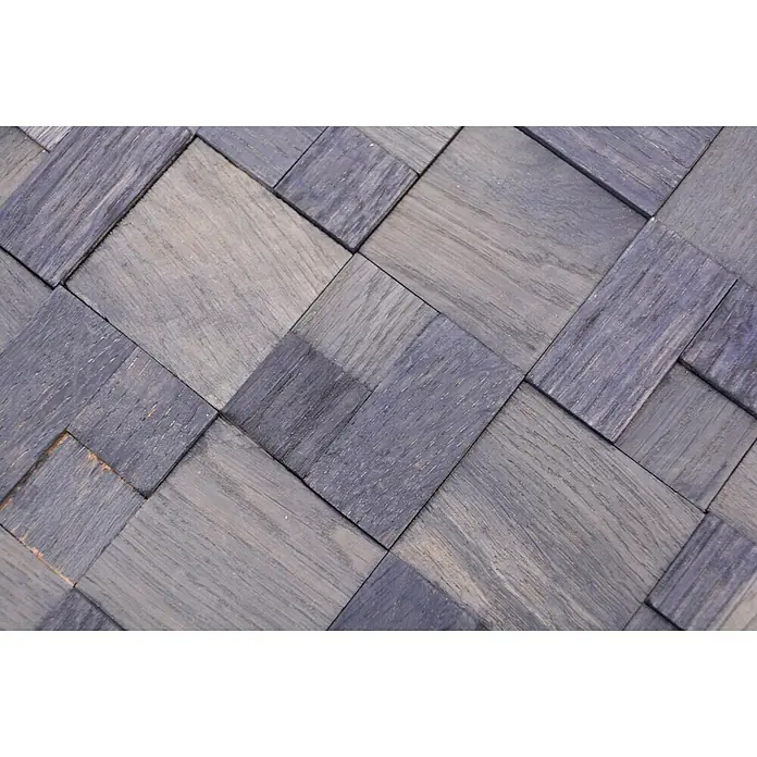 Selbstklebemosaik Wood SWM MC11B - 30 x 30 cm, Holz, Grau - Detailaufnahme
