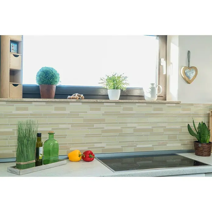 Mozaïektegel verband glas Mix CM GV14 - 28,6 x 30 cm, Beige, Glanzend - Sfeeropname