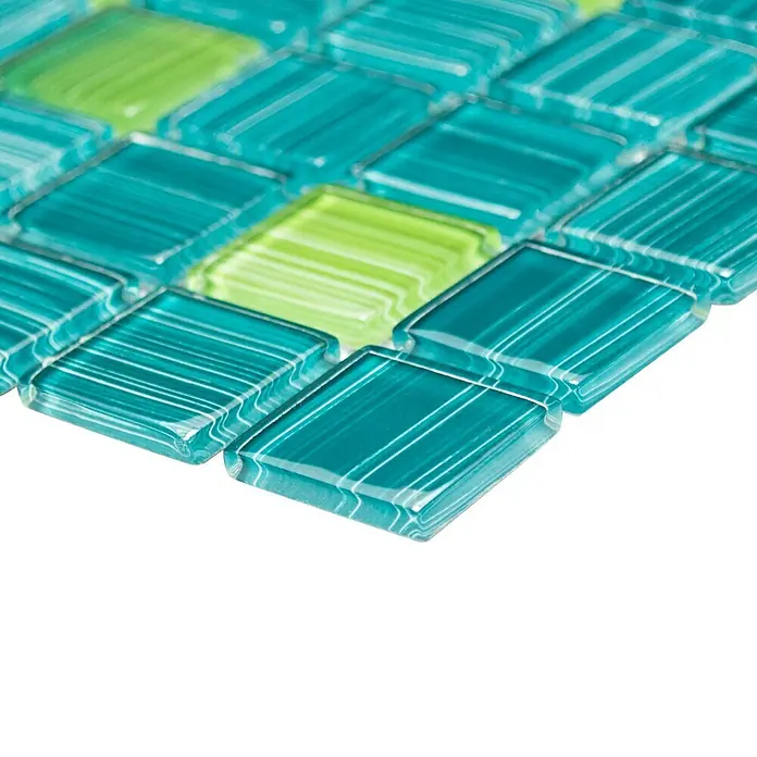 Mosaikfliese Quadrat Crystal CM 4250 - 32,7 x 30,2 cm, Grün, Glänzend - Detailaufnahme