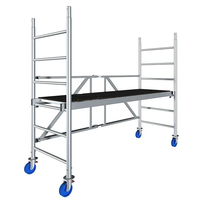 Krause ProTec XS Klappgerüst - Arbeitshöhe: 2,9 m, Bühnengröße: 2 x 0,6 m, Belastbarkeit Bühne: 200 kg - Diagonale Ansicht