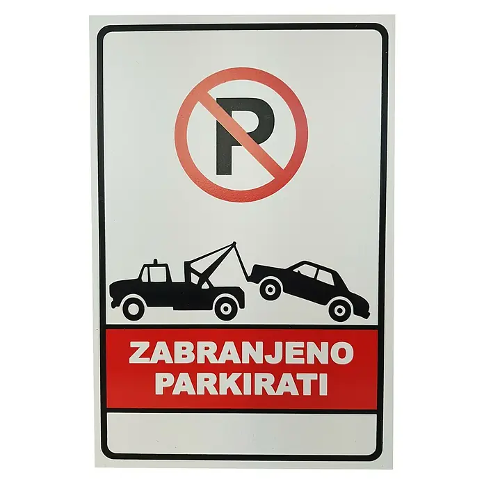 Pločica sa simbolom Zabranjeno parkirati - Š x V: 20 x 29,5 cm, Zabranjeno parkiranje - Pogled sprijeda