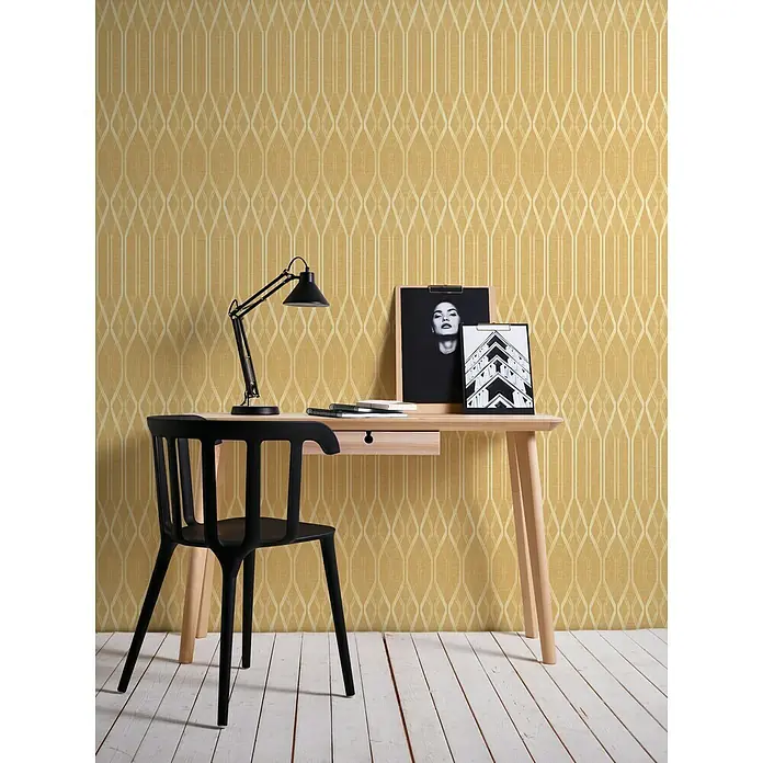 AS Creation Linen Style Vliestapete Grafik - Senf, Grafisch, 10,05 x 0,53 m - Stimmungsaufnahme